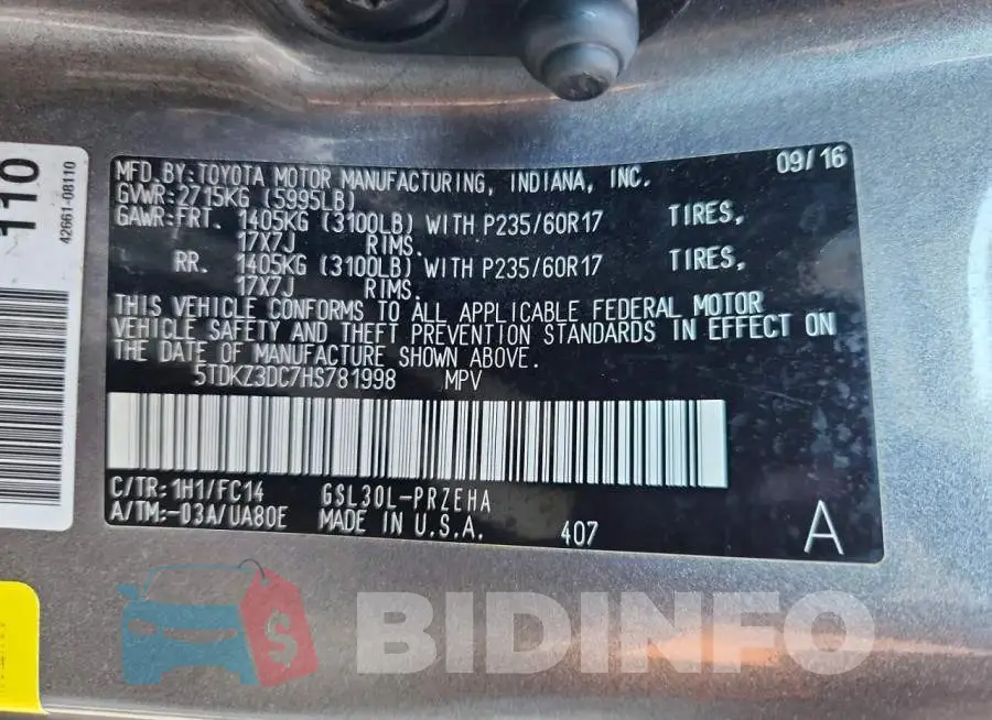 5TDKZ3DC7HS781998 Photo# 13