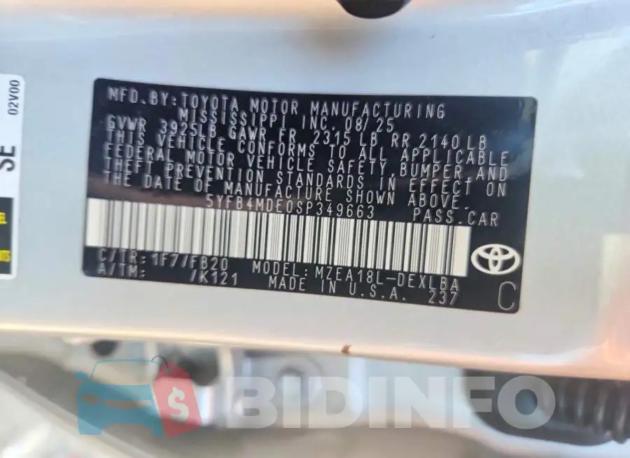 5YFB4MDE0SP349663 Photo# 12