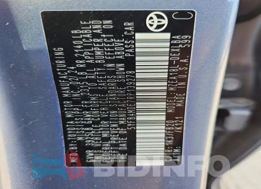 5YFB4MDE7RP139278 Photo# 12