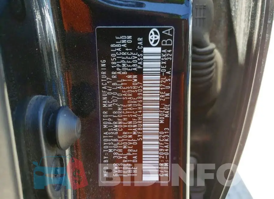 5YFBURHE4HP689057 Photo# 12