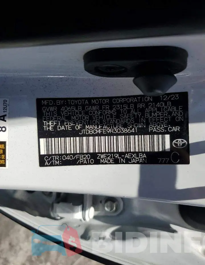 JTDBCMFE9R3038641 Photo# 12