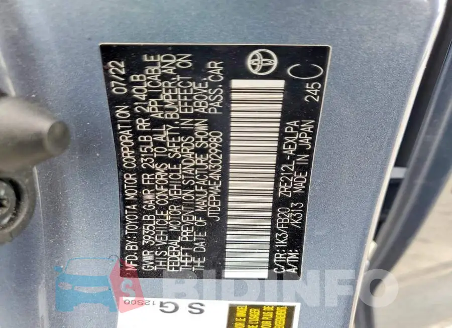 JTDEPMAE4N3029980 Photo# 12