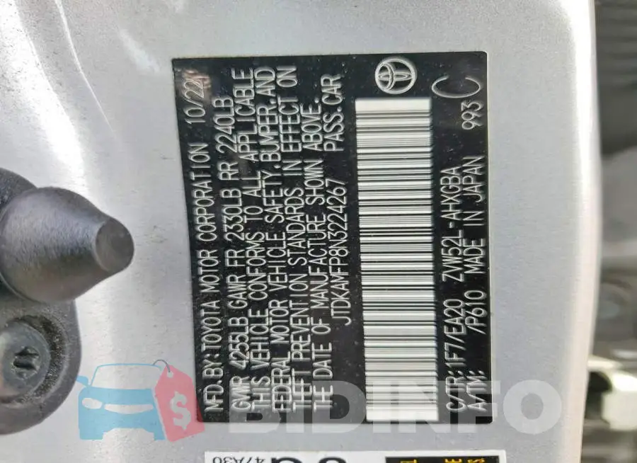 JTDKAMFP8N3224267 Photo# 12