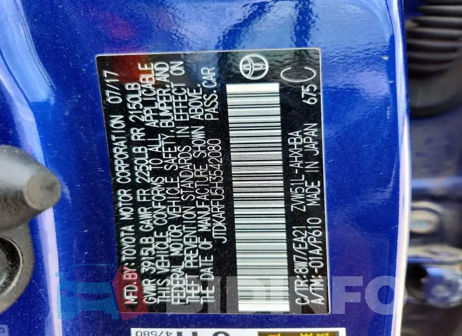 JTDKARFU5H3542080 Photo# 12