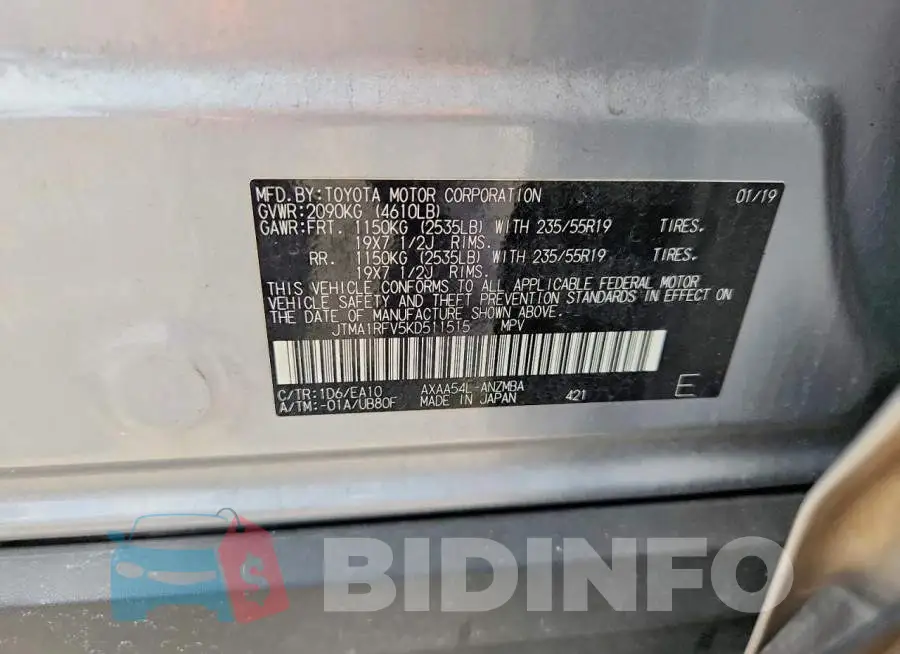 JTMA1RFV5KD511515 Photo# 13
