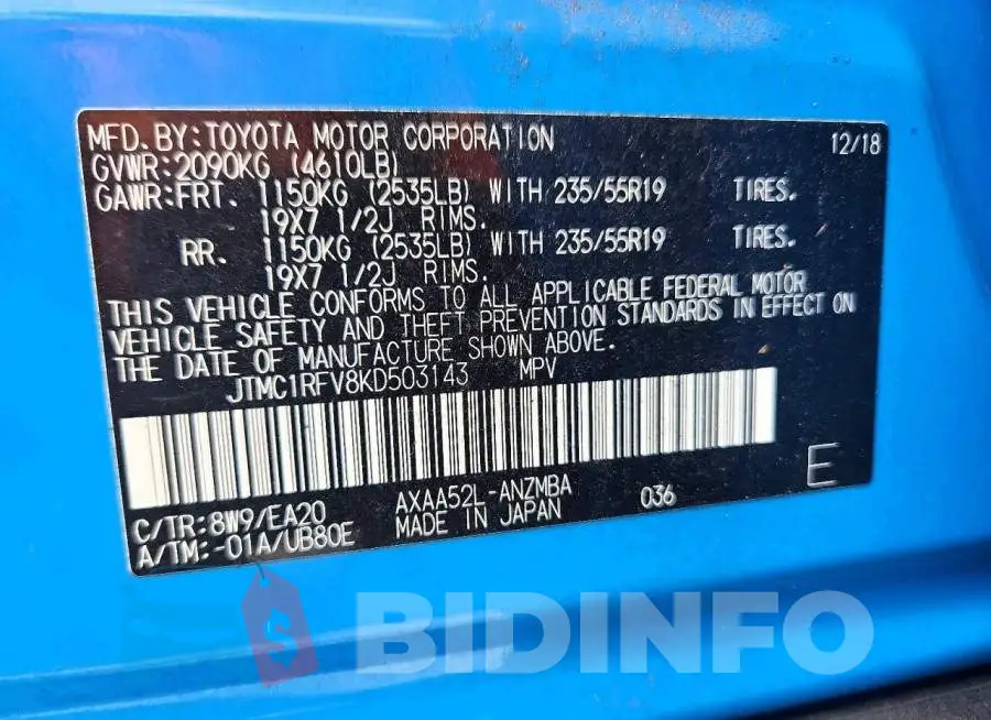 JTMC1RFV8KD503143 Photo# 14