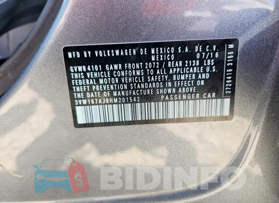 3VW167AJ8HM201542 Photo# 12