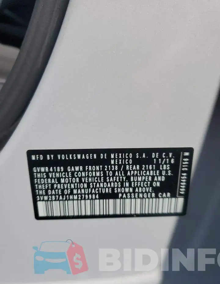 3VW2B7AJ1HM279984 Photo# 13