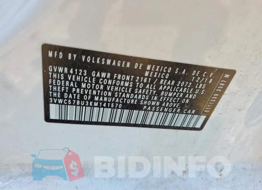 3VWC57BU3KM141570 Photo# 12