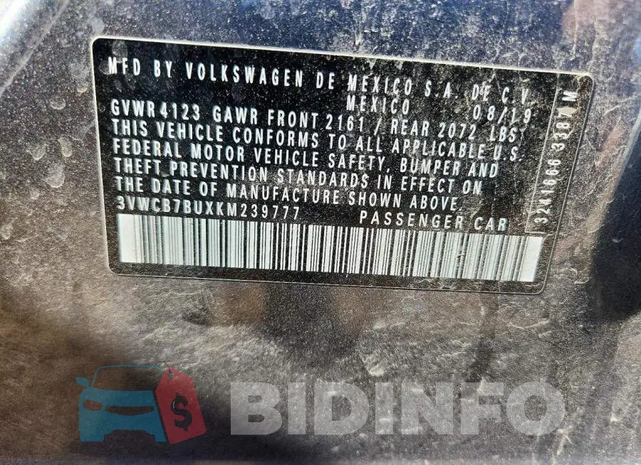 3VWCB7BUXKM239777 Photo# 12