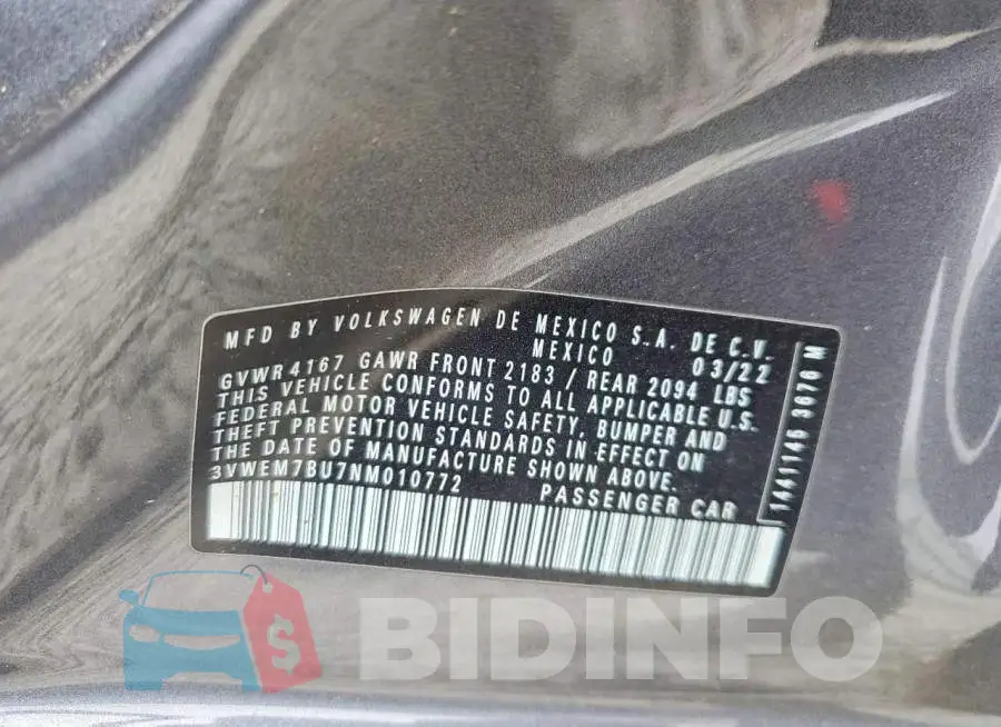 3VWEM7BU7NM010772 Photo# 12
