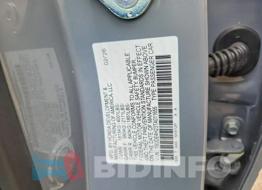 19UDE4H23TA011655 Photo# 12