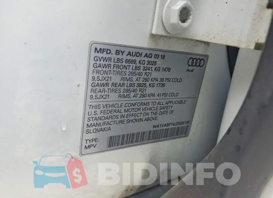 WA1VABF74JD036135 Photo# 13