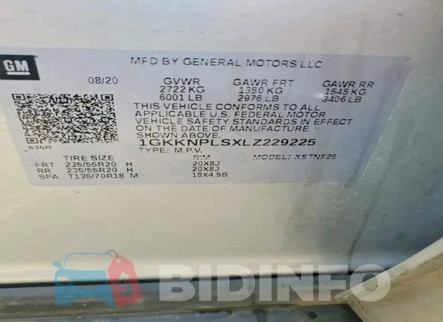 1GKKNPLSXLZ229225 Photo# 14