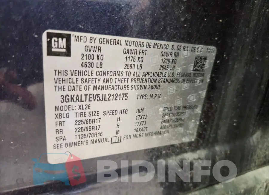 3GKALTEV5JL212175 Photo# 14