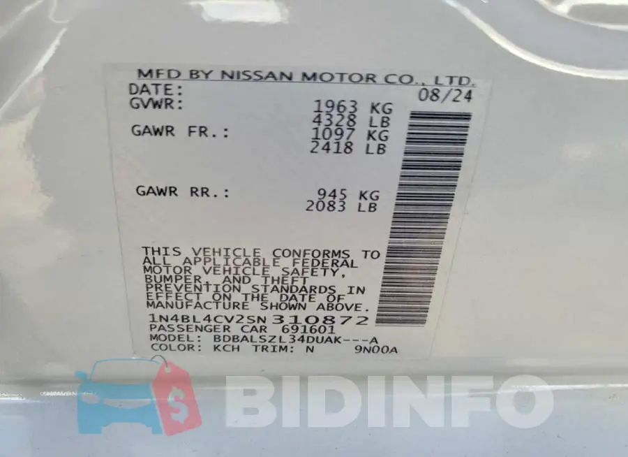 1N4BL4CV2SN310872 Photo# 12