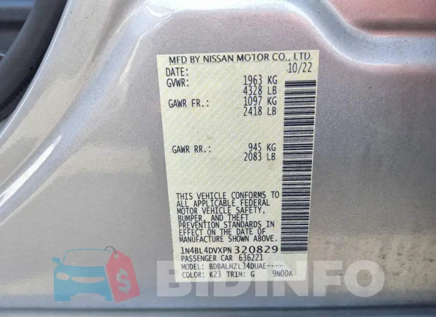 1N4BL4DVXPN320829 Photo# 12