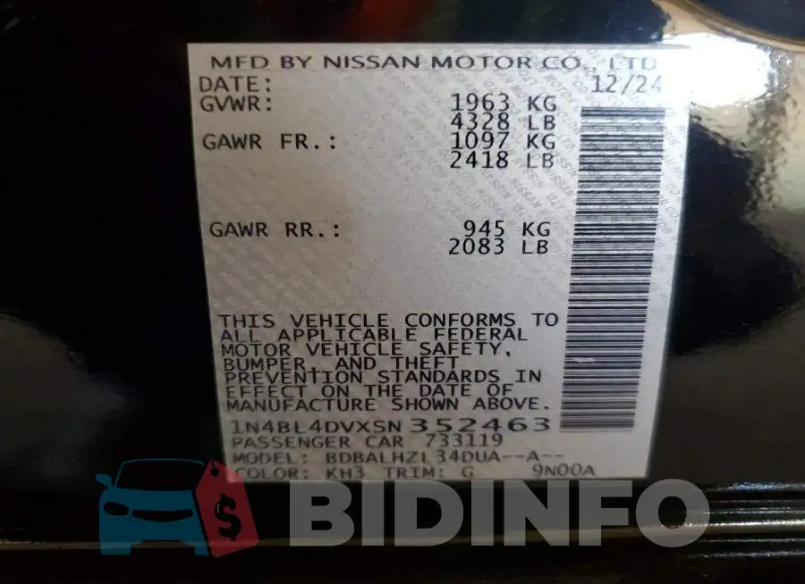 1N4BL4DVXSN352463 Photo# 12