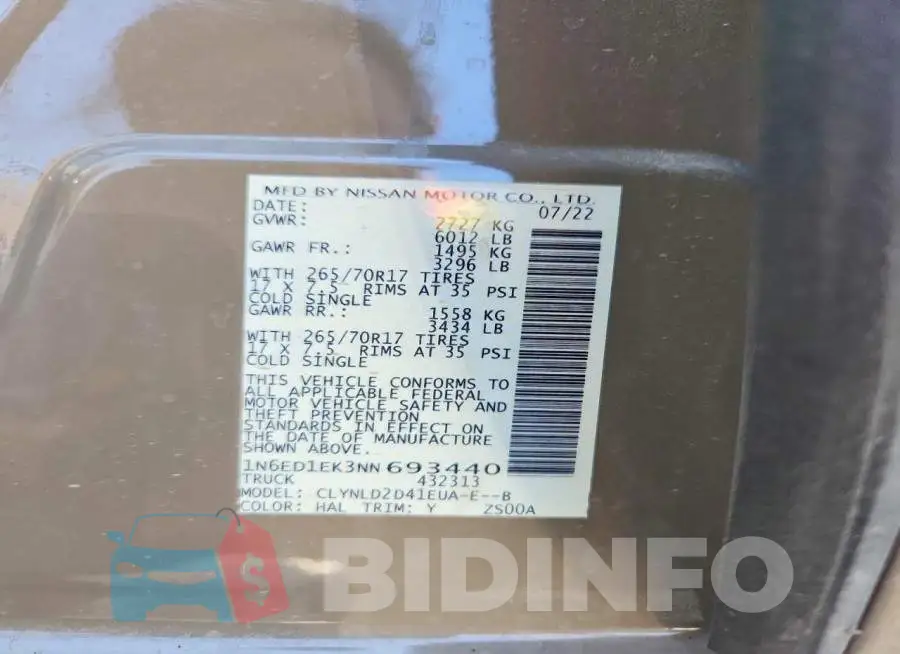 1N6ED1EK3NN693440 Photo# 12