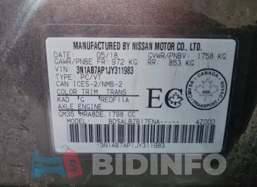 3N1AB7AP1JY311983 Photo# 12