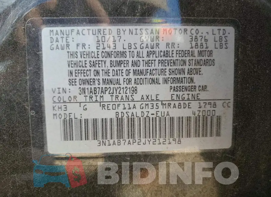 3N1AB7AP2JY212198 Photo# 13