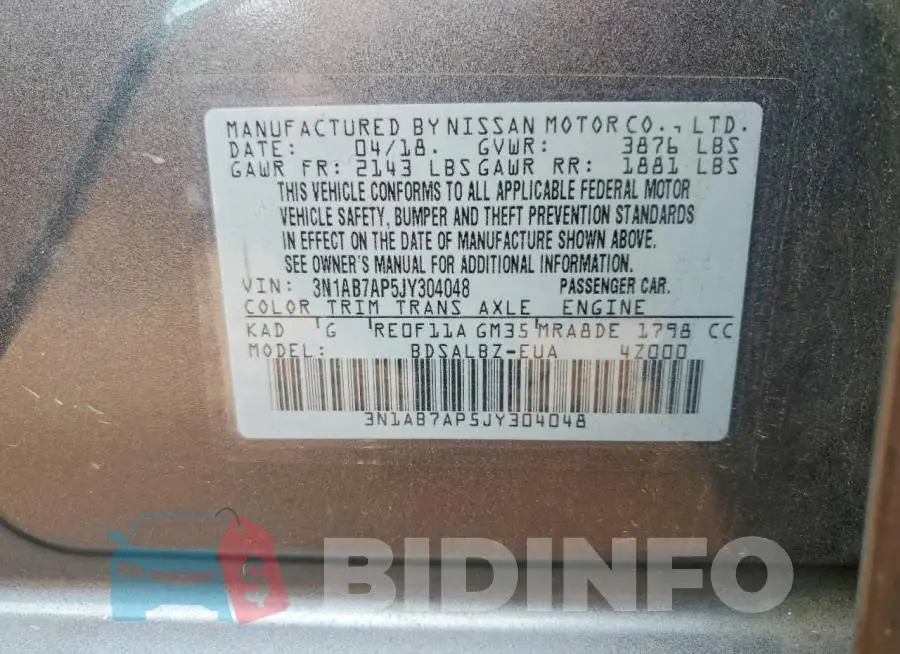 3N1AB7AP5JY304048 Photo# 12