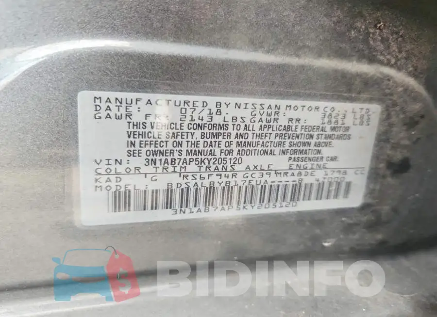 3N1AB7AP5KY205120 Photo# 12