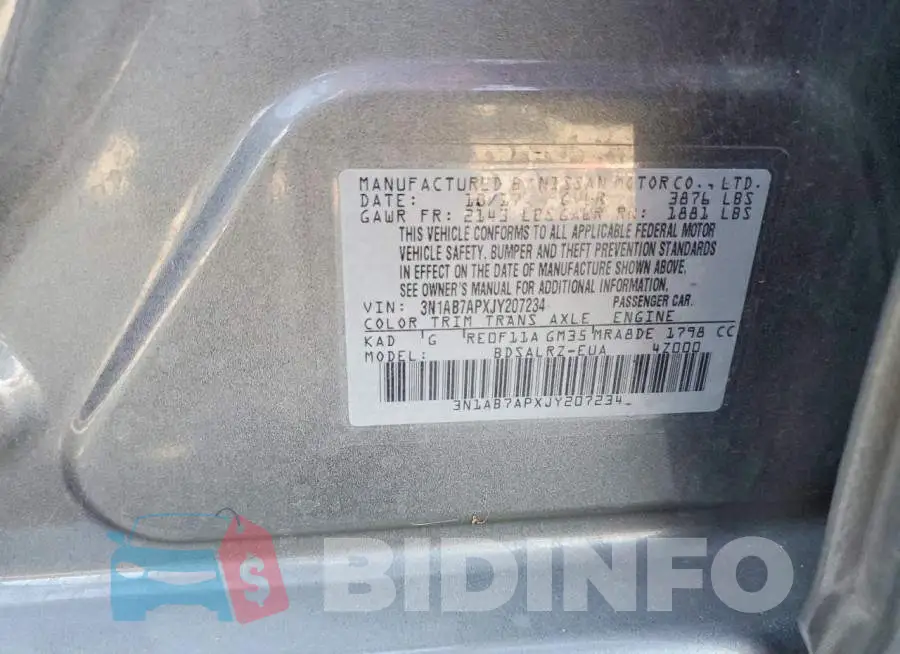 3N1AB7APXJY207234 Photo# 12
