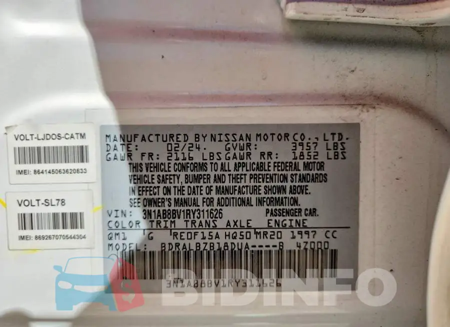 3N1AB8BV1RY311626 Photo# 12