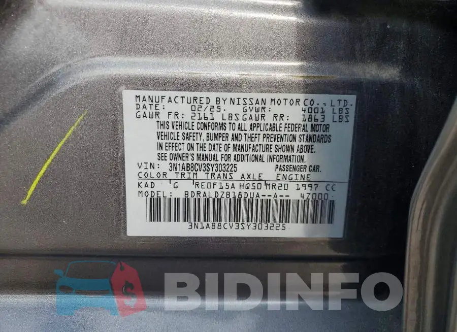 3N1AB8CV3SY303225 Photo# 12