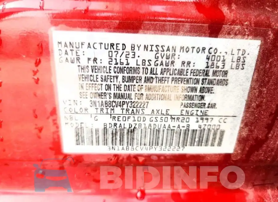 3N1AB8CV4PY322227 Photo# 12