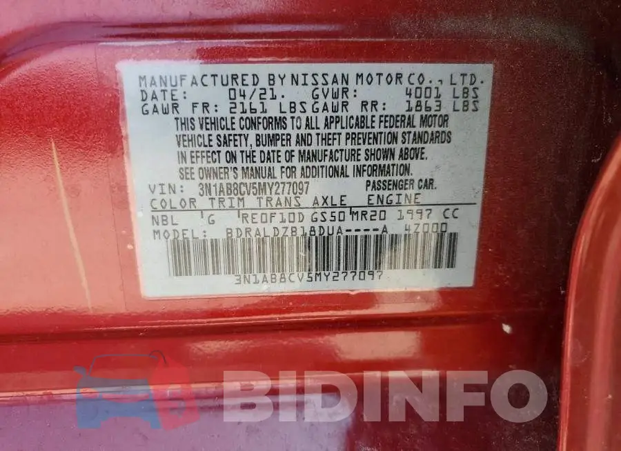 3N1AB8CV5MY277097 Photo# 12