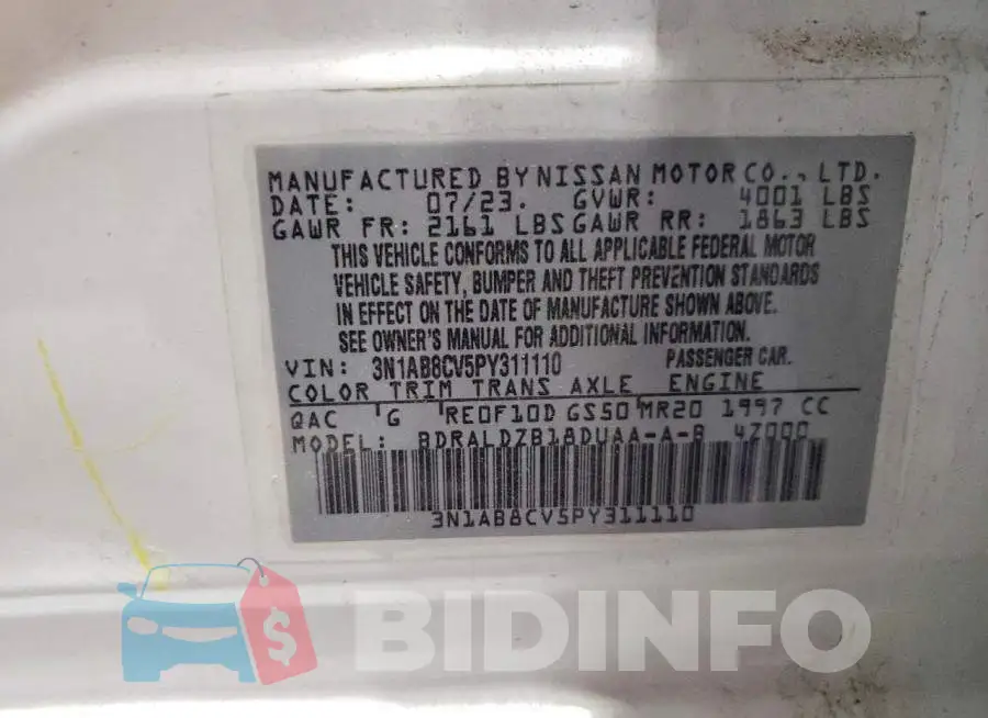 3N1AB8CV5PY311110 Photo# 13