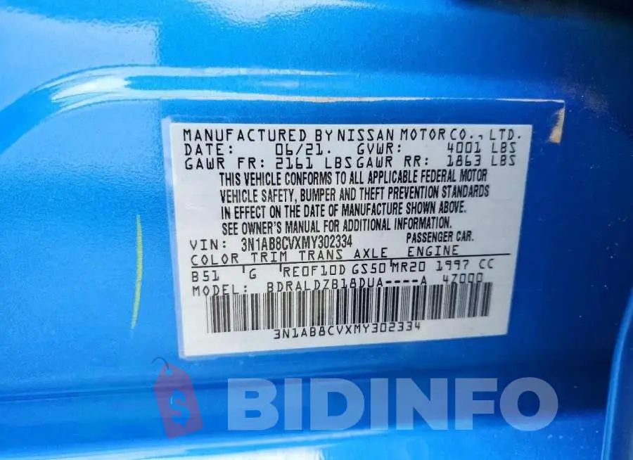3N1AB8CVXMY302334 Photo# 12