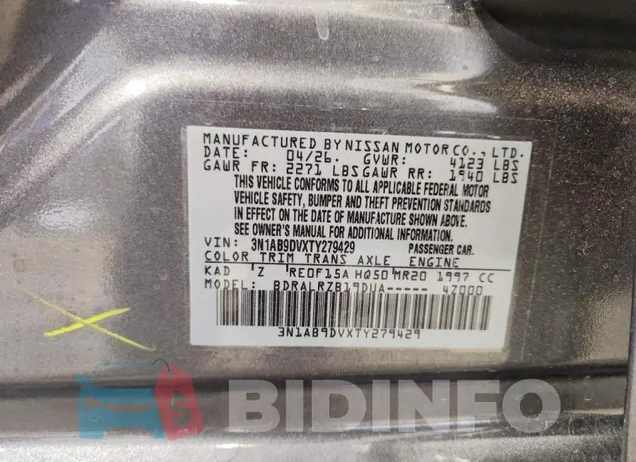 3N1AB9DVXTY279429 Photo# 13