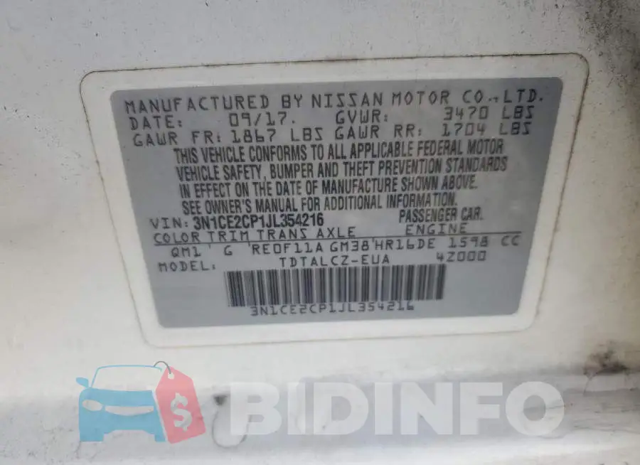 3N1CE2CP1JL354216 Photo# 13