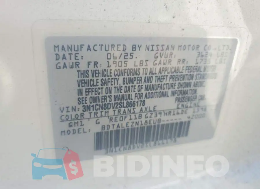 3N1CN8DV2SL866178 Photo# 13