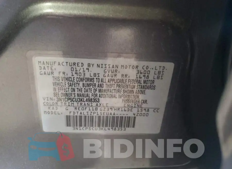 3N1CP5CU3KL498353 Photo# 12