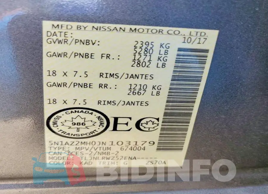 5N1AZ2MH0JN103179 Photo# 13