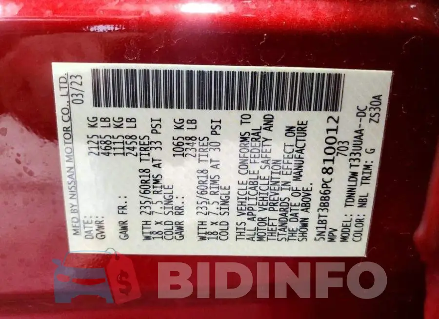 5N1BT3BB6PC810012 Photo# 14