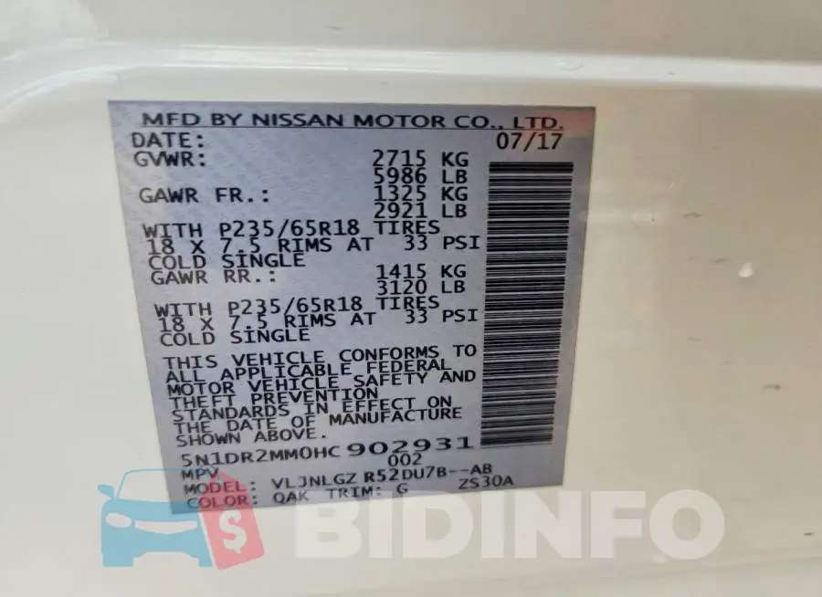 5N1DR2MM0HC902931 Photo# 14