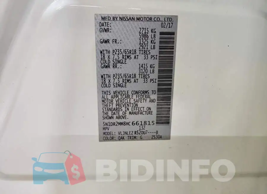 5N1DR2MM8HC661815 Photo# 13