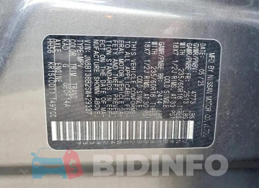 JN8BT3BB2SW429337 Photo# 13