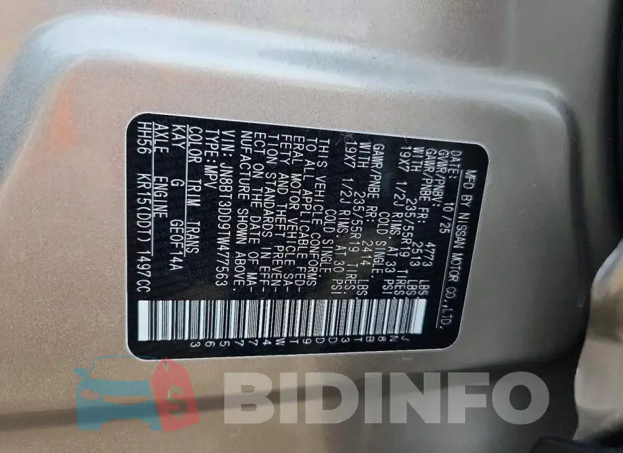 JN8BT3DD9TW477563 Photo# 13
