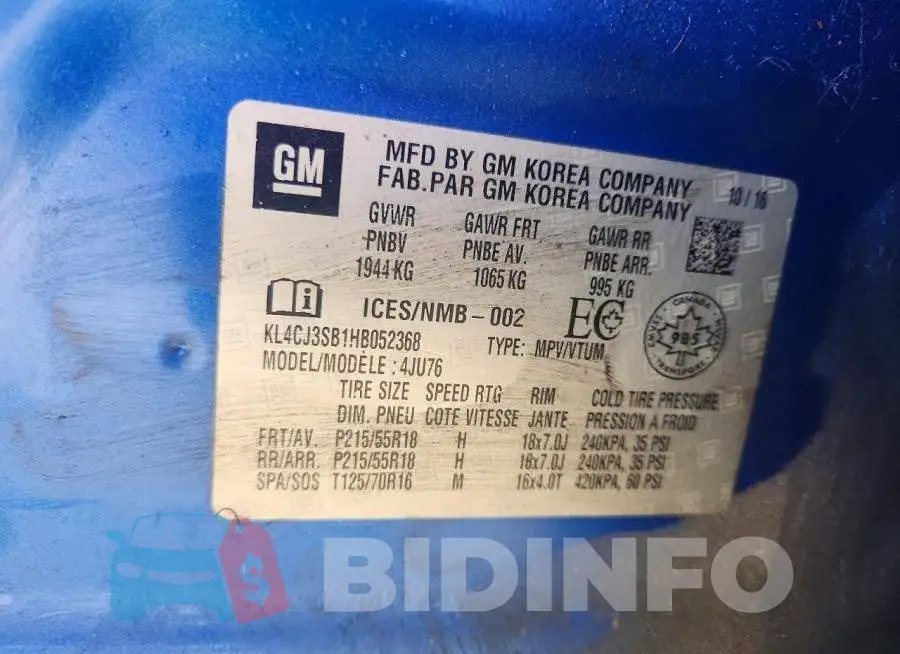 KL4CJ3SB1HB052368 Photo# 13