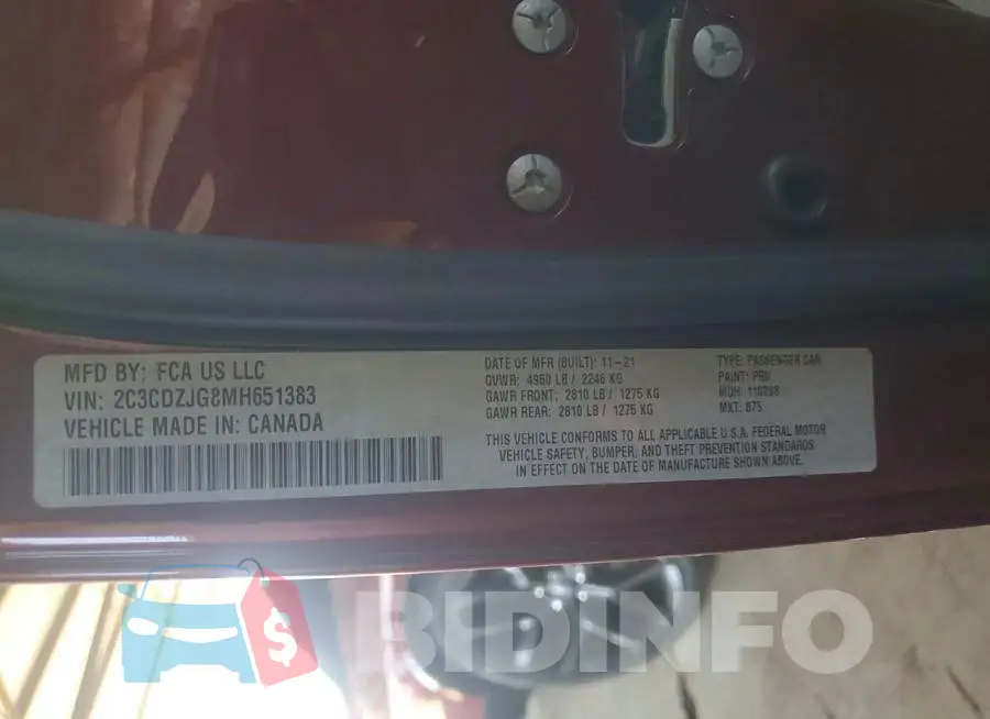 2C3CDZJG8MH651383 Photo# 12