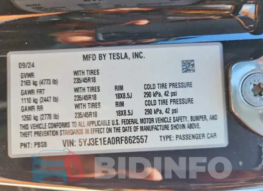 5YJ3E1EA0RF862557 Photo# 12