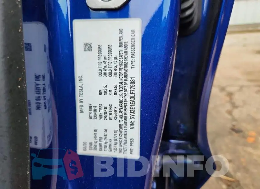 5YJ3E1EA3LF775081 Photo# 12