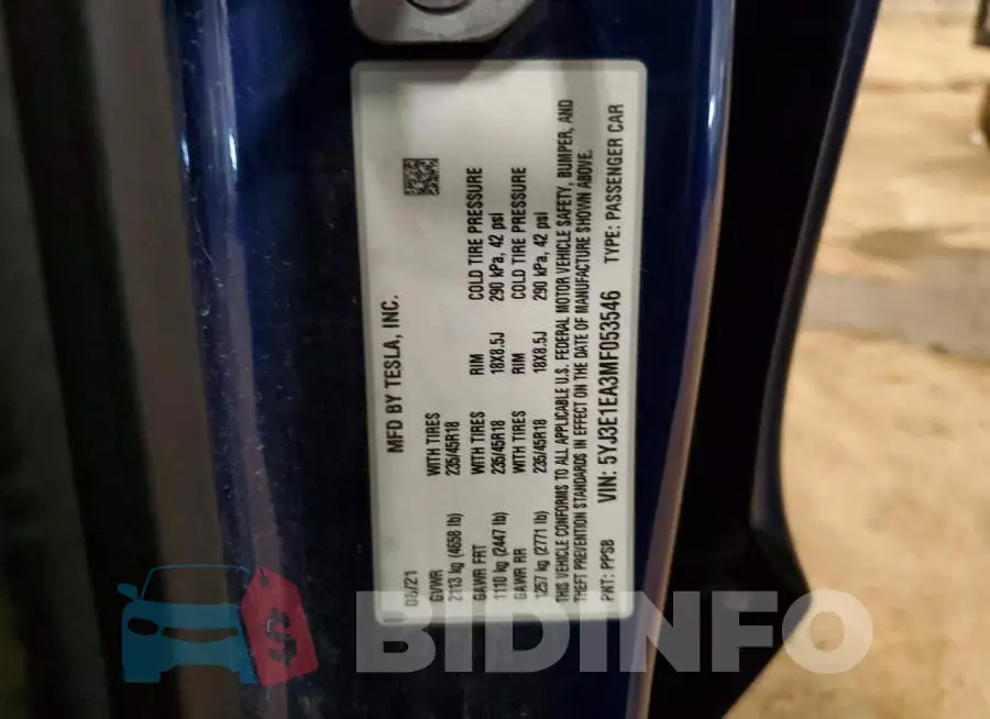 5YJ3E1EA3MF053546 Photo# 12