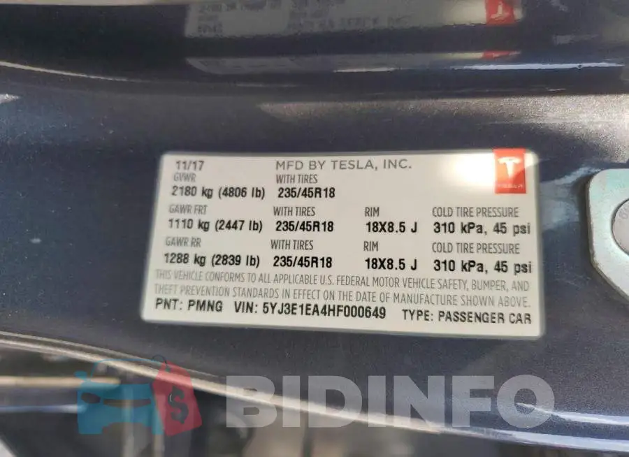 5YJ3E1EA4HF000649 Photo# 12